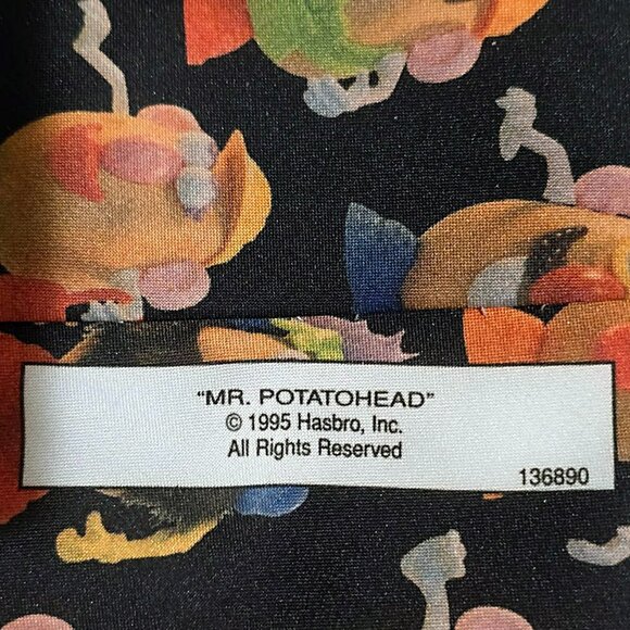 Vintage 1995 Ralph Marlin Mr. Potato Head Novelty Neck Tie Black 56" EUC - Picture 8 of 9